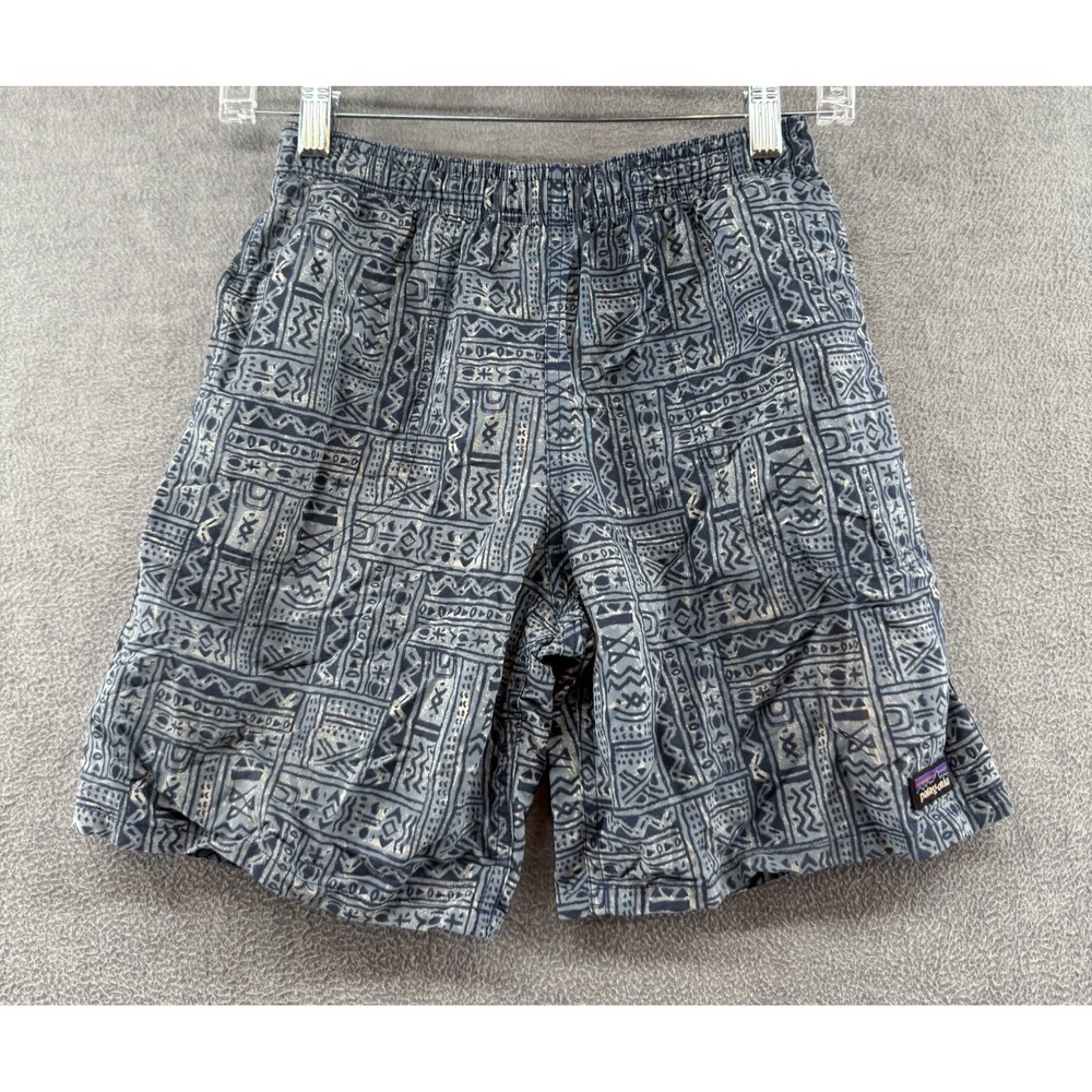Patagonia Boys Baggies Swim Shorts Trunks Large Mud Paint Stone Blue Aztec